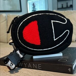 Champion Black and Red Logo Belt Bag